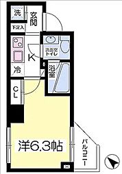 アジールコート荻窪 1Kの間取図画像