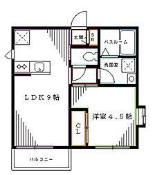 プリンスコート野方 1LDKの間取図画像