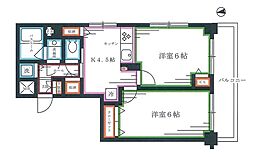 フェニックス落合公園 2DKの間取図画像