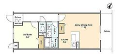 ブレス北新宿 1LDKの間取図画像