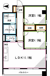 アステル壱番館荻窪 2LDKの間取図画像