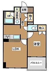 エバーグリーン 1LDKの間取図画像