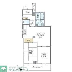クレスト・コート西海 2DKの間取図画像