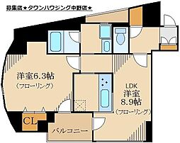 セルクル落合 1LDKの間取図画像