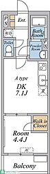 リブリ・東村山 1DKの間取図画像