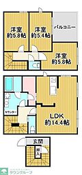 クレールムサシ 3LDKの間取図画像