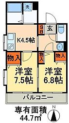 ルナ 2Kの間取図画像