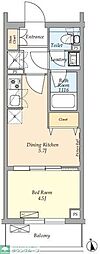 ディアクレスト西荻窪 1DKの間取図画像