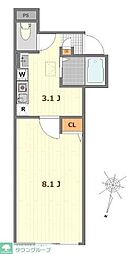 練馬区三原台1丁目アパート 1Kの間取図画像