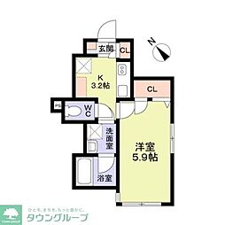WoodCrest沼袋Terrace 1Kの間取図画像