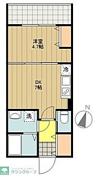 西東京市保谷町6丁目アパート 1DKの間取図画像