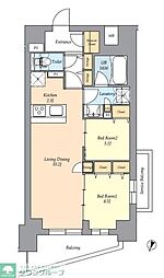 杉並区荻窪2丁目マンション 2LDKの間取図画像