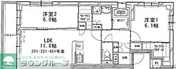 イリゼ 2LDKの間取図画像
