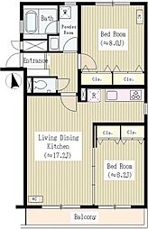 オルムコート阿佐ヶ谷 2LDKの間取図画像