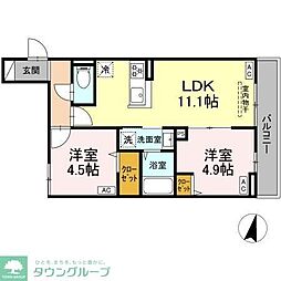 西武新宿線 野方駅 徒歩7分の賃貸アパート 2階2LDKの間取り