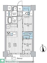 東京メトロ丸ノ内線 東高円寺駅 徒歩1分の賃貸マンション 8階2LDKの間取り