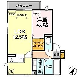 東京メトロ東西線 行徳駅 徒歩10分の賃貸アパート 2階1LDKの間取り