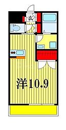 JR総武本線 市川駅 徒歩2分の賃貸マンション 9階ワンルームの間取り