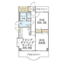 西船橋スクエアガーデン 2DKの間取図画像