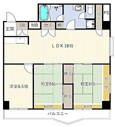 フローライト市川 3LDKの間取図画像