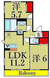 リルシア 2LDKの間取図画像