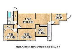 フィオーレ帝塚山 2SLDKの間取図画像