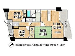 アンビエント上野芝 3LDKの間取図画像