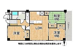 白鷺スカイハイツ 3LDKの間取図画像