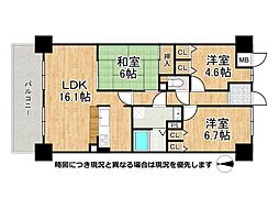 藤和ライブタウンなかもず 3LDKの間取図画像