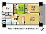 間取り：9階建ての6階部分、南西向きで日当たり良好な2LDKの間取りです。