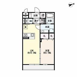 メゾン・ド・クルー 1LDKの間取図画像