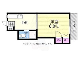 柳川ビル 1DKの間取図画像