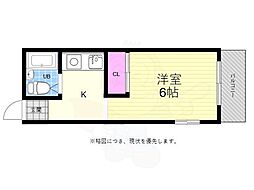 Sビル段原 3階1Kの間取り