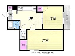 ハイム三滝 2DKの間取図画像