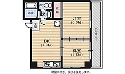 河元ビル 2DKの間取図画像