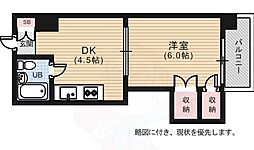 ハイム三滝 1DKの間取図画像