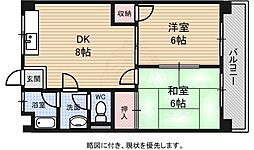 広島電鉄1系統 鷹野橋駅 徒歩10分の賃貸マンション 3階2LDKの間取り