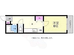コーポ西原 1Kの間取図画像