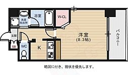 ルービンス観音3 1Kの間取図画像