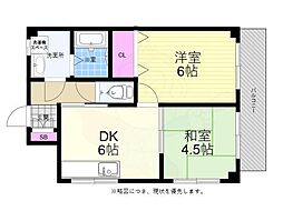 JR山陽本線 横川駅 徒歩4分の賃貸マンション 3階2DKの間取り