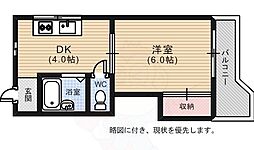 コーポ吉田 2階1DKの間取り