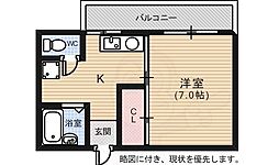 ラ・クープABE 1Kの間取図画像