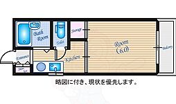 フレグランス住田 2階1Kの間取り