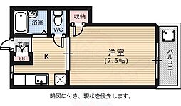 吉島ポンドハイツ 1Kの間取図画像