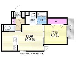 広島電鉄6系統 江波駅 徒歩9分の賃貸アパート 2階1LDKの間取り