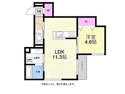 広島電鉄6系統 江波駅 徒歩9分の賃貸アパート 3階1LDKの間取り