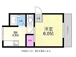 第2栗田ビル 1DKの間取図画像