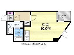 広島電鉄6系統 舟入町駅 徒歩4分の賃貸マンション 2階ワンルームの間取り