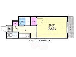 JR山陽本線 横川駅 徒歩10分の賃貸マンション 2階1Kの間取り