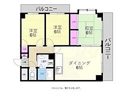 パラシオン舟入 3LDKの間取図画像